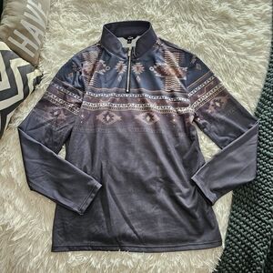 Ouku Men's Aztec Patterned Half-Zip Henley